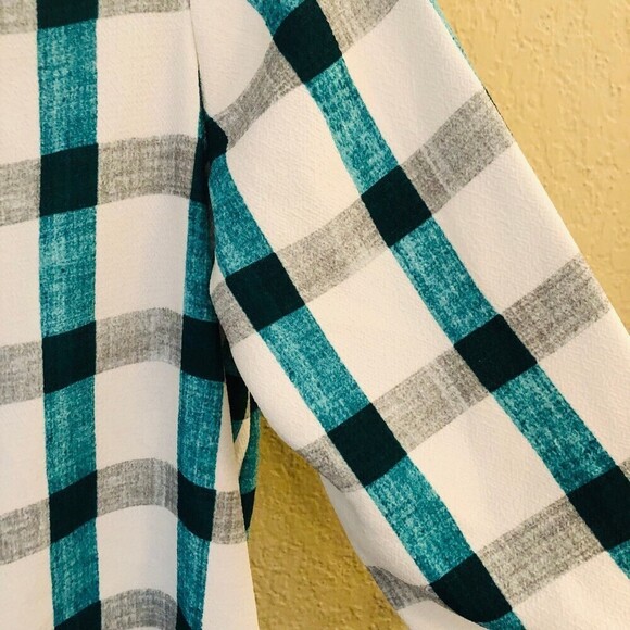 Zara Teal GrayWhite Pocket Top Coastal European Beachy - Picture 4 of 6